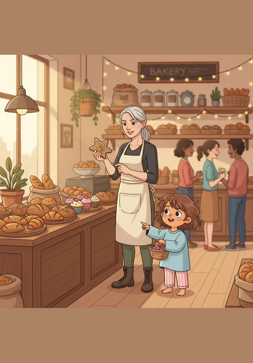 The girl enters the shop, and Elena shows her how to press her thumb into the dough to see if it has risen enough. The kitchen is filled with the soft sound of laughter and the comforting thud of dough on the floured wooden table.