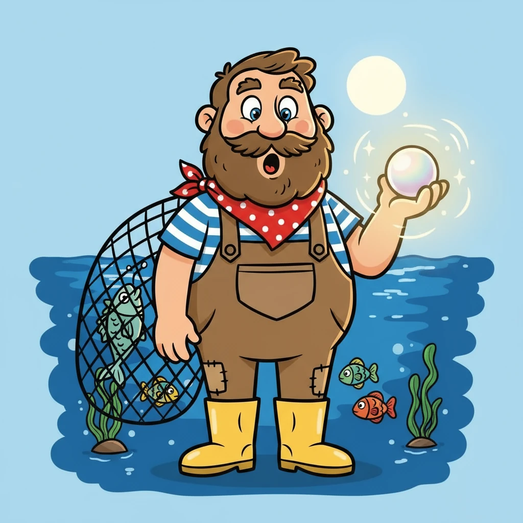 The pearl began to glow and, to Antonio's astonishment, it spoke! It was a magical pearl, trapped by the fisherman's net, and offered Antonio three wishes in exchange for its freedom. Antonio was amazed and intrigued by this miraculous discovery.