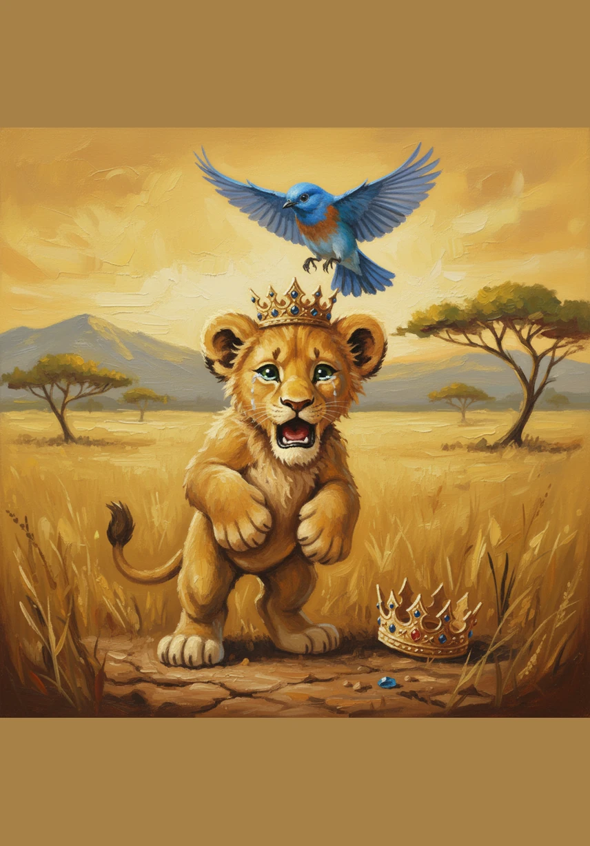 Leo attempted to race across the dusty, golden savanna like a shimmering blur, just like the lightning-fast cheetah. He moved so quickly that his big paws got tangled, and he rolled head-over-heels into a cluster of bright red poppies.