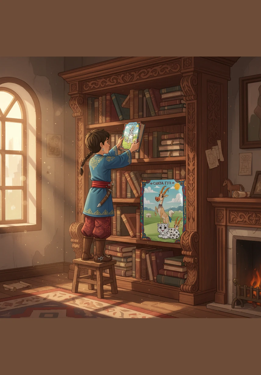 Кішкентай Алмас атасының ескі кітап сөресінен ерекше мұқабалы, оттай жанған қызыл кітапты тауып алды. Бұл ақын Қадыр Мырза Әлидің табиғат тағдырын жырлаған әйгілі «Қызыл кітабы» еді.