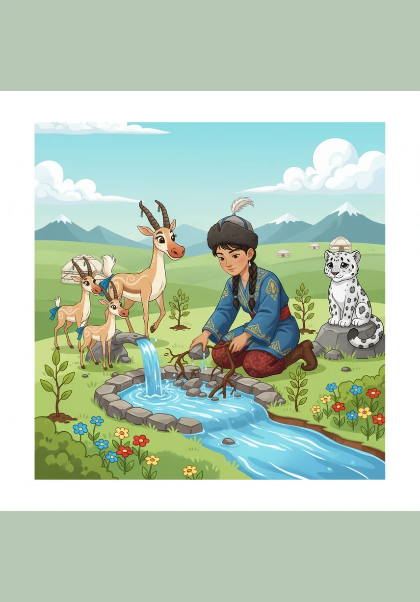 Алмас жанындағы лайланған бұлақтың көзін ашып, айналасына жас көшеттер еге бастады. Оның осы бір кішкентай ғана мейірімді ісі табиғат-ананың қайта түлеуіне деген үлкен үміттің бастауы еді.