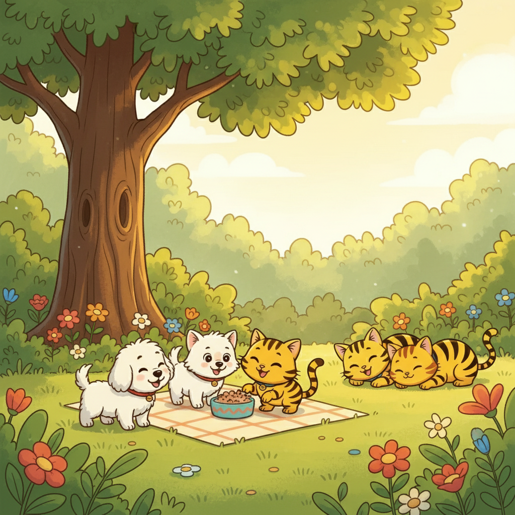 接下来的几天，小黄成为了叮叮和当当形影不离的好朋友。他们一起在院子里玩耍，一起分享美味的食物，一起在温暖的阳光下睡觉。小黄成为了他们暑假里最特别的伙伴。