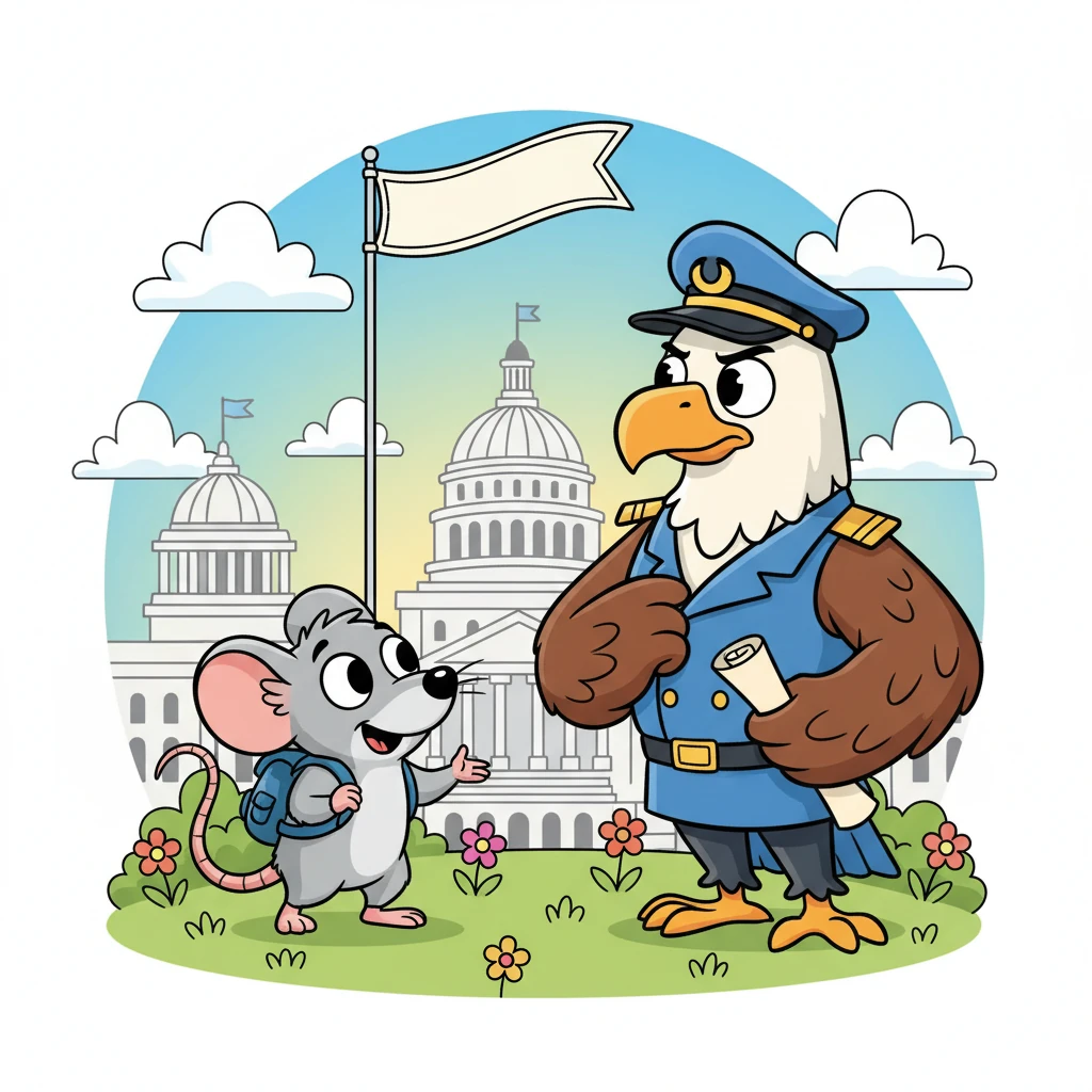 Whiskers eagerly explained his quest to Sam. Sam listened intently, then began their tour. "First, let's clear something up about Washington, D.C.," Sam explained, puffing out his chest. "It’s not actually a state! It's a special federal district, a unique place created to be the capital of our country, not part of any single state." Whiskers tilted his head, understanding the importance of this designation.