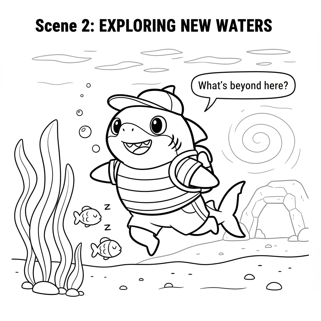 With a swish of his tail, Finley decided to explore. He swam past familiar seaweed and sleepy fish. He wanted to see what lay beyond his usual swimmin