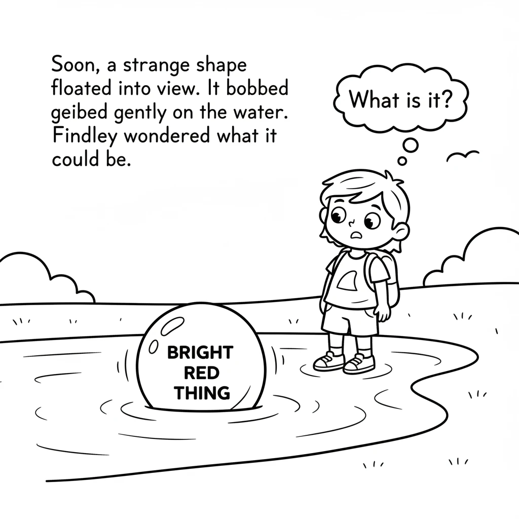 Soon, a strange shape floated into view. It was bright red and bobbed gently on the water's surface. Finley had never seen anything quite like it befo