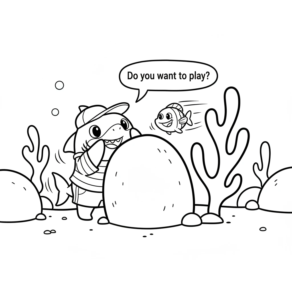 "Do you want to play?" Finley asked, his tail wagging. The little fish, named Pip, giggled. They played hide-and-seek among the corals, Pip zipping fa