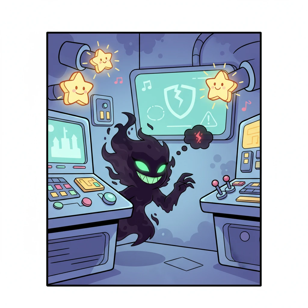 In Layer 3, Whisper, a sly shadow sprite with glowing emerald eyes and a mischievous smirk, phased partially out of her shadowy corner. The cheerful alarms were music to her ears. She saw the breach notification and a wicked idea began to form, a tiny, dark thought in the otherwise bright and bubbly prison. Perhaps a little chaos could be... encouraged.