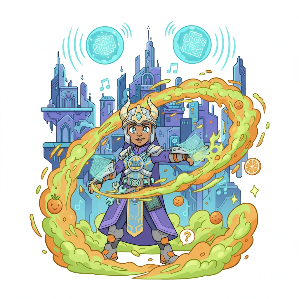 Warden Pixel, with a swift, elegant gesture, activated the Citadel's countermeasures. She aimed for King Chompers' weakness, deploying the "Citrus-Shock Dampeners" and "Riddle-Resonators" with a flourish. A bright, zesty mist began to fill Layer 6, accompanied by a booming, playful voice posing a complex, utterly irresistible riddle.