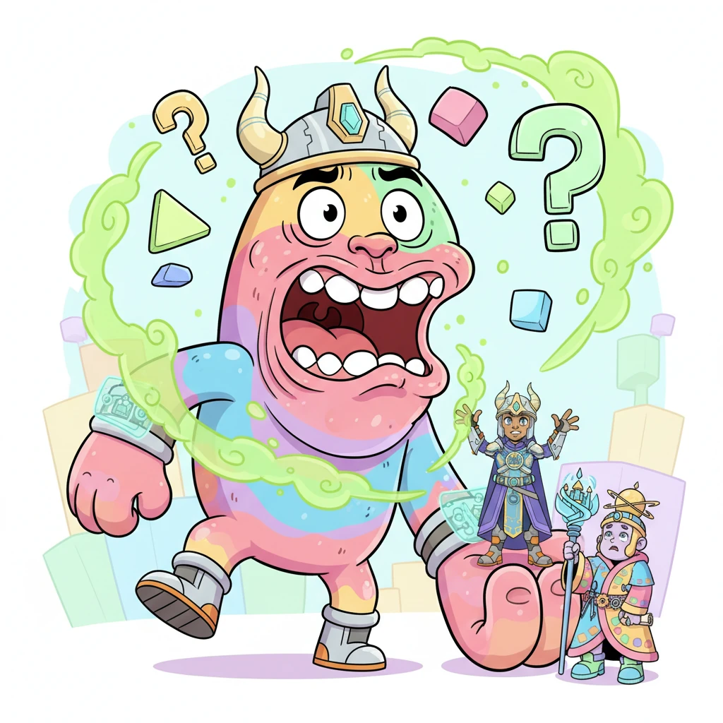 King Chompers, mid-chomp, paused. The sour mist made his gummy exterior pucker, and the riddle's complexity tickled his enormous, sweet-loving brain. He forgot all about the escape, his wobbly body swaying as he tried to solve the puzzle, his concentration entirely captivated by the intellectual challenge.