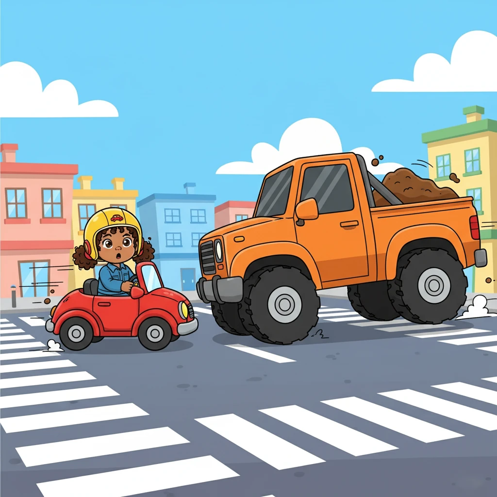 Lost in her thoughts, Sarah pulled out into an intersection, her heart pounding with the rush of the speed. She didn't see the massive ute filled with dirt barreling towards her from the side.