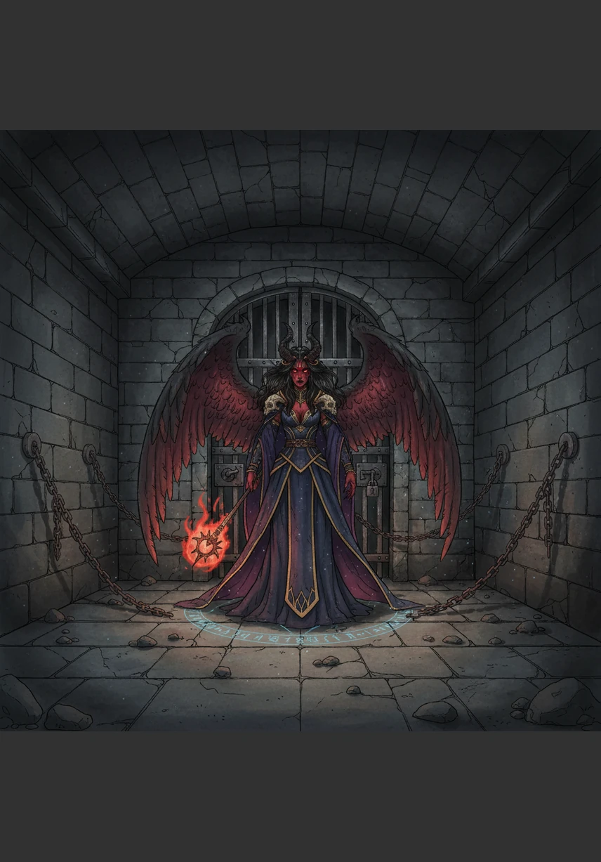 В самой глубокой и темной камере под стеной открывает глаза верховная демоница в алом свадебном платье. Почувствовав, что давление печати Зелуна исчезло, она понимает, что время её многолетнего заточения подошло к концу.