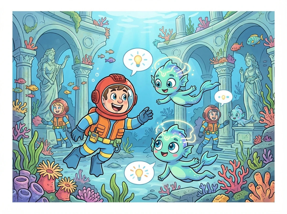 Ricardo e sua equipe entraram na cidade submersa. Eles encontraram os habitantes, transformados em seres aquáticos que se comunicavam telepaticamente. Eles estavam presos ali por uma maldição antiga.