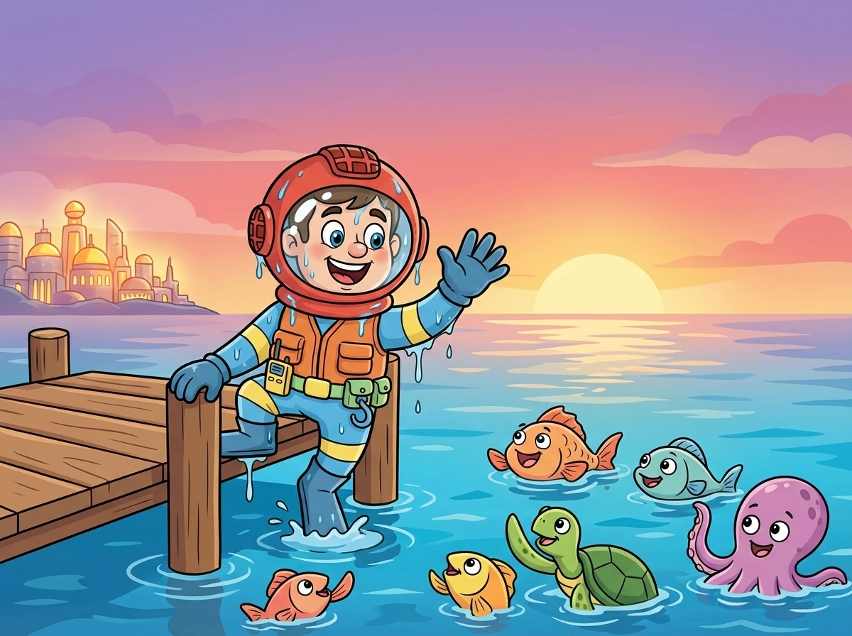 Ricardo, com sua coragem e inteligência, ajudou os seres aquáticos a quebrar a maldição. A cidade submersa foi libertada, e os chamados de emergência cessaram. Ricardo retornou à costa, um herói.