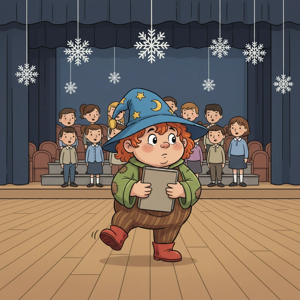 A scuola, l'aria frizzante di dicembre annunciava le prove del grande coro di Natale. Giù e i suoi compagni, Samuele, Gloria, Lisea, Ilaria, Francesco e Michele, salirono sul palco. Giù guardava gli altri stare fermi, attenti e pronti a cantare, ma lui si sentiva irrequieto.