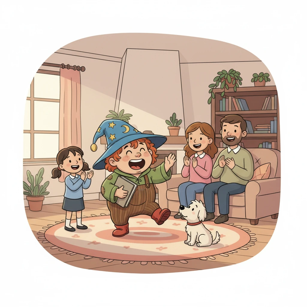 A casa, Giù iniziò a canticchiare le melodie del coro mentre giocava. Jasmine, sentendolo, si unì a lui con la sua vocina squillante, trasformando il salotto in un piccolo palcoscenico improvvisato. Mamma Stella e papà li ascoltavano con affetto, fieri dei loro piccoli artisti.