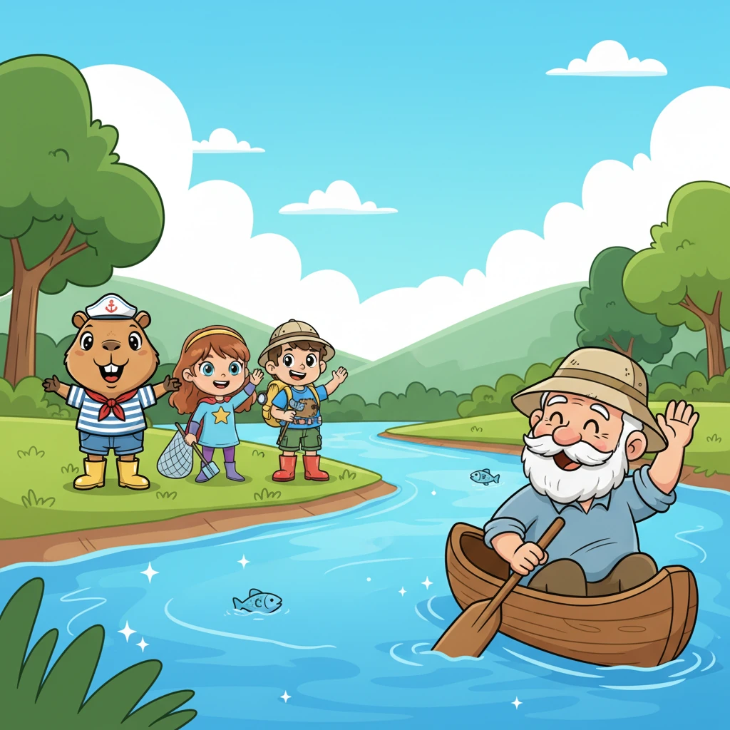 Enquanto os amigos limpavam, um velho pescador passou em sua canoa. Ele sorriu, levantou o chapéu em um gesto de agradecimento e seguiu seu caminho, observando com alegria o rio que, pouco a pouco, começava a ficar mais claro.