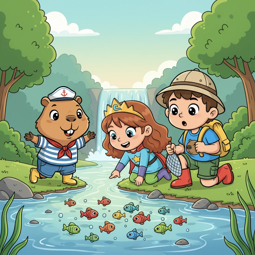 Em silêncio, todos os amigos observavam os peixinhos coloridos reaparecerem, nadando alegremente perto da margem. Era uma cena mágica, um sinal de que o rio estava voltando à vida, graças ao esforço e carinho de todos.