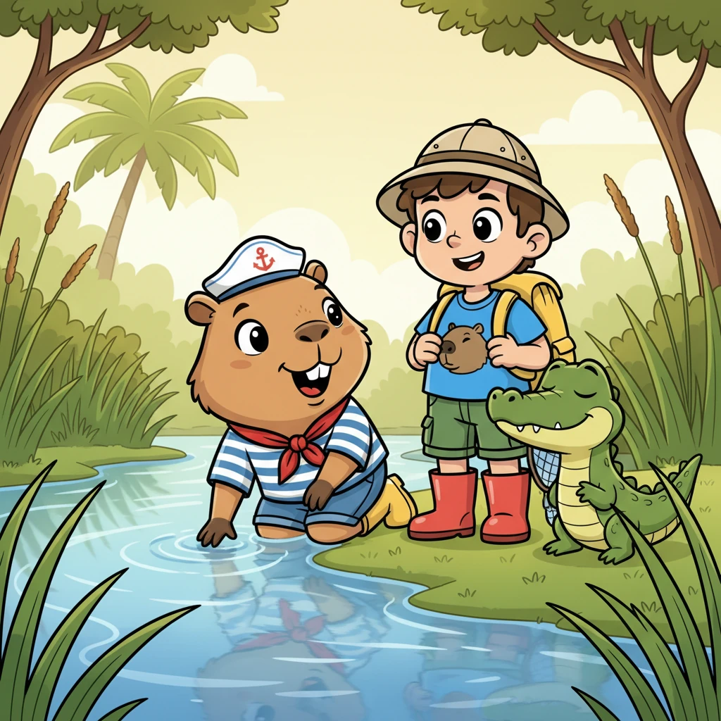 Capiamiga se aproximou da margem e passou a mão suavemente na superfície da água, sentindo a correnteza limpa. Ela olhou para seus amigos, com um sorriso caloroso, e disse: "A natureza é nossa amiga… e amigo a gente cuida." João sorriu de volta, Zecaré deu um suspiro de satisfação, e o rio continuou a correr tranquilo, abençoando o Pantanal.