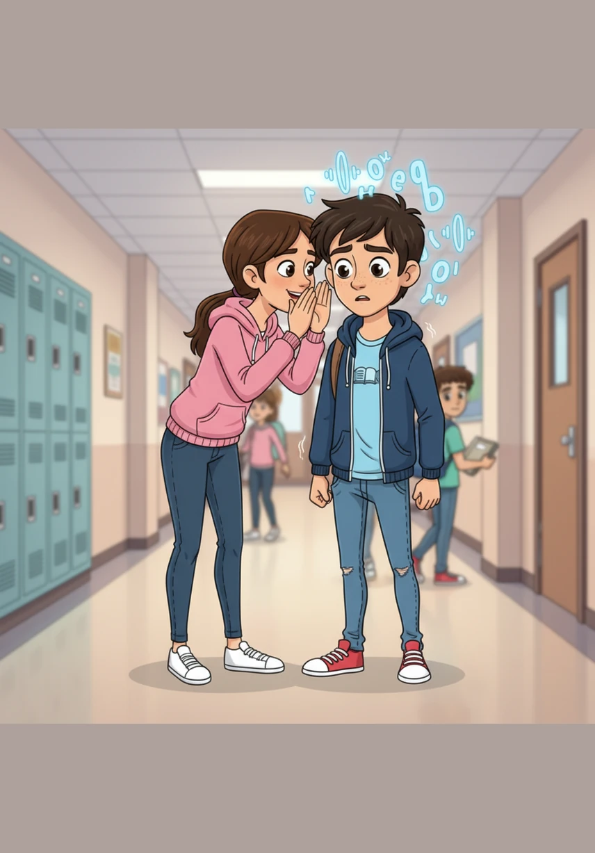 Marta si avvicina a Luca e gli sussurra piano che, se vuole, possono andare insieme a parlare con la professoressa. Luca trema al pensiero di essere giudicato, ma le parole del video continuano a risuonargli in testa: una parola può davvero salvare una vita.