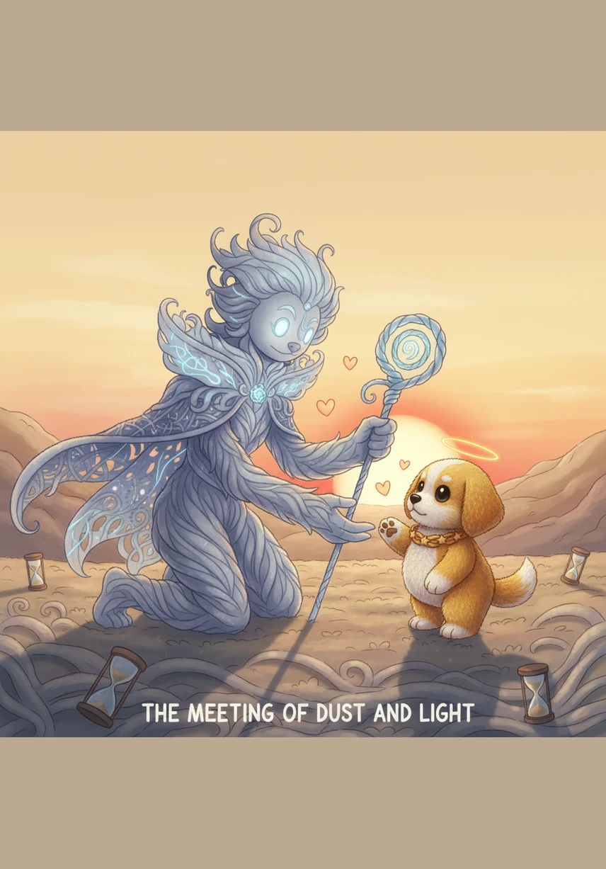 As the sun dips below the horizon, the Master shows the child how the light must depart so that all living creatures can rest. He explains that the darkness of evening is essential for the world to regain its strength for the coming day.