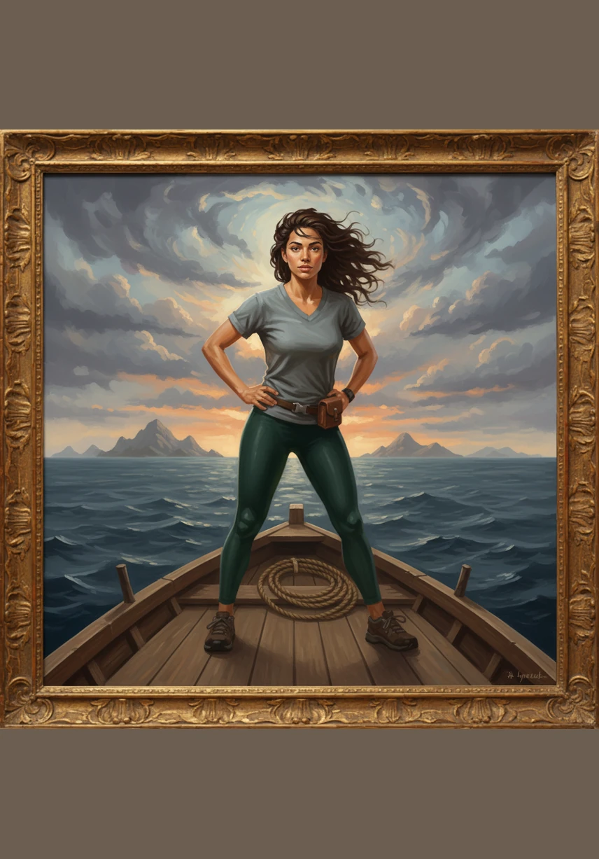 Now far from the shore, Eva Ortega stands at the bow of her boat, looking off into the distance with a confident smile. The horizon is no longer a mystery to be feared, but a promise of the many adventures yet to come.