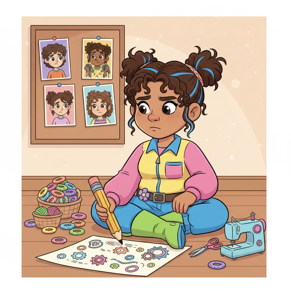 Meanwhile, a clever young girl named Lily, who loved her colorful scrunchies, noticed the worldwide shortage. She saw her friends struggling with their hair and felt a pang of sadness. Lily decided something had to be done and started drawing up plans of her own. She believed even the silliest problem deserved a brave solution.