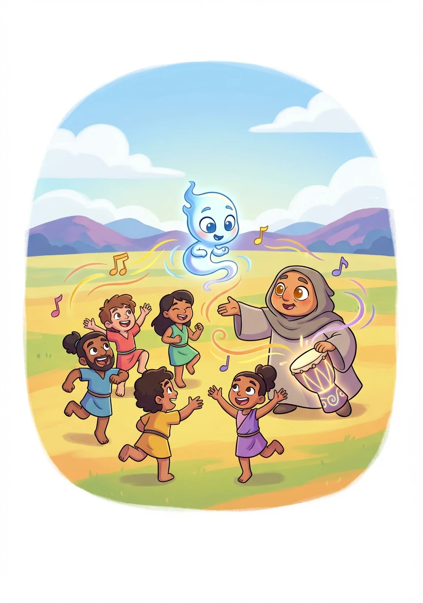 Next, they traverse sweeping plains, encountering a lost tribe struggling to remember their ancestral dances. Wisp and the Watcher help them rediscover their rhythm, revitalizing their spirit.