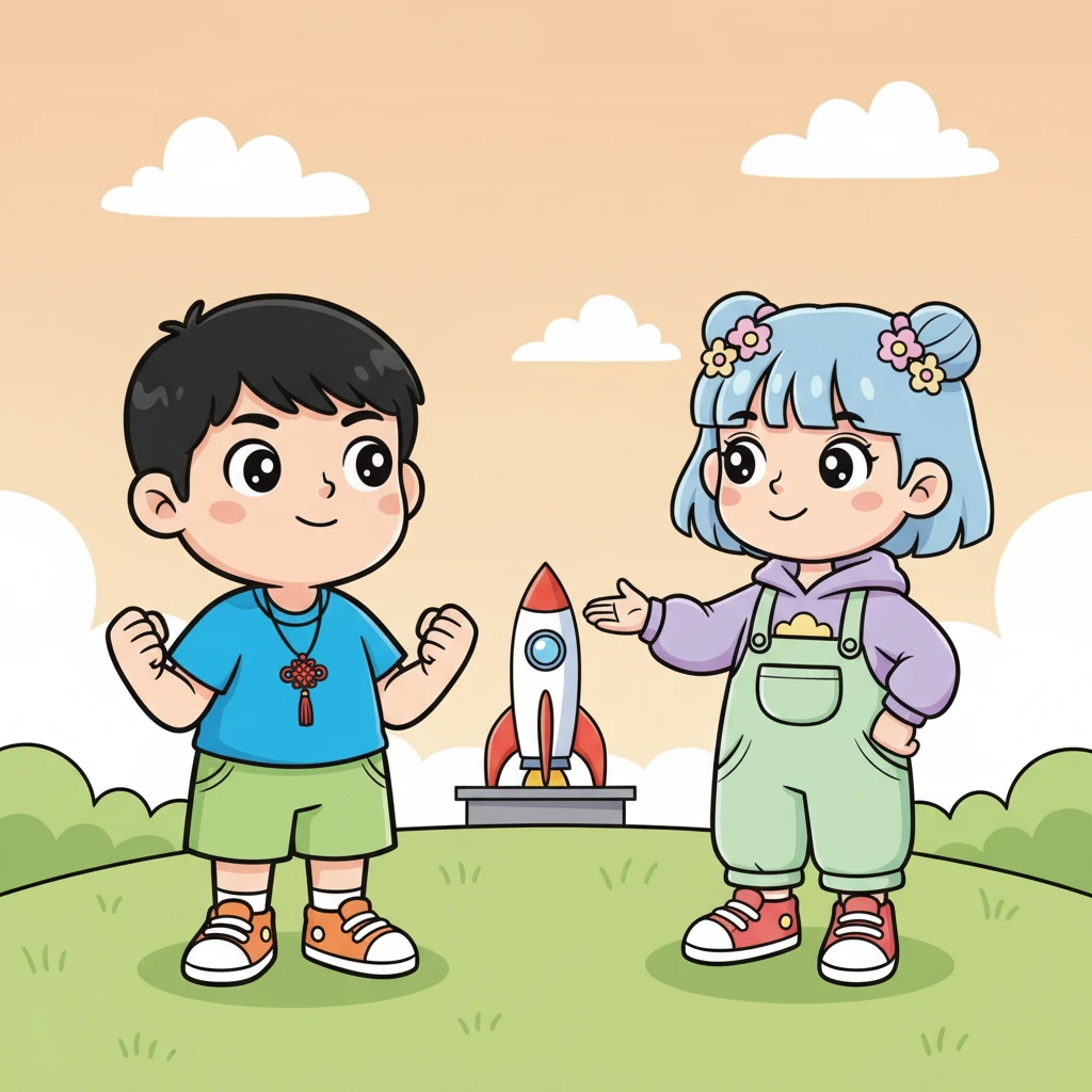 就在小思犹豫不决的时候，米雪坚定地站了出来，她的目光充满了勇气和决心。她提醒小思，现在正是他实现太空梦想的关键时刻。小思看着米雪充满力量的眼神，紧紧握住了拳头，终于下定决心，坚定地点了点头，准备迎接挑战。