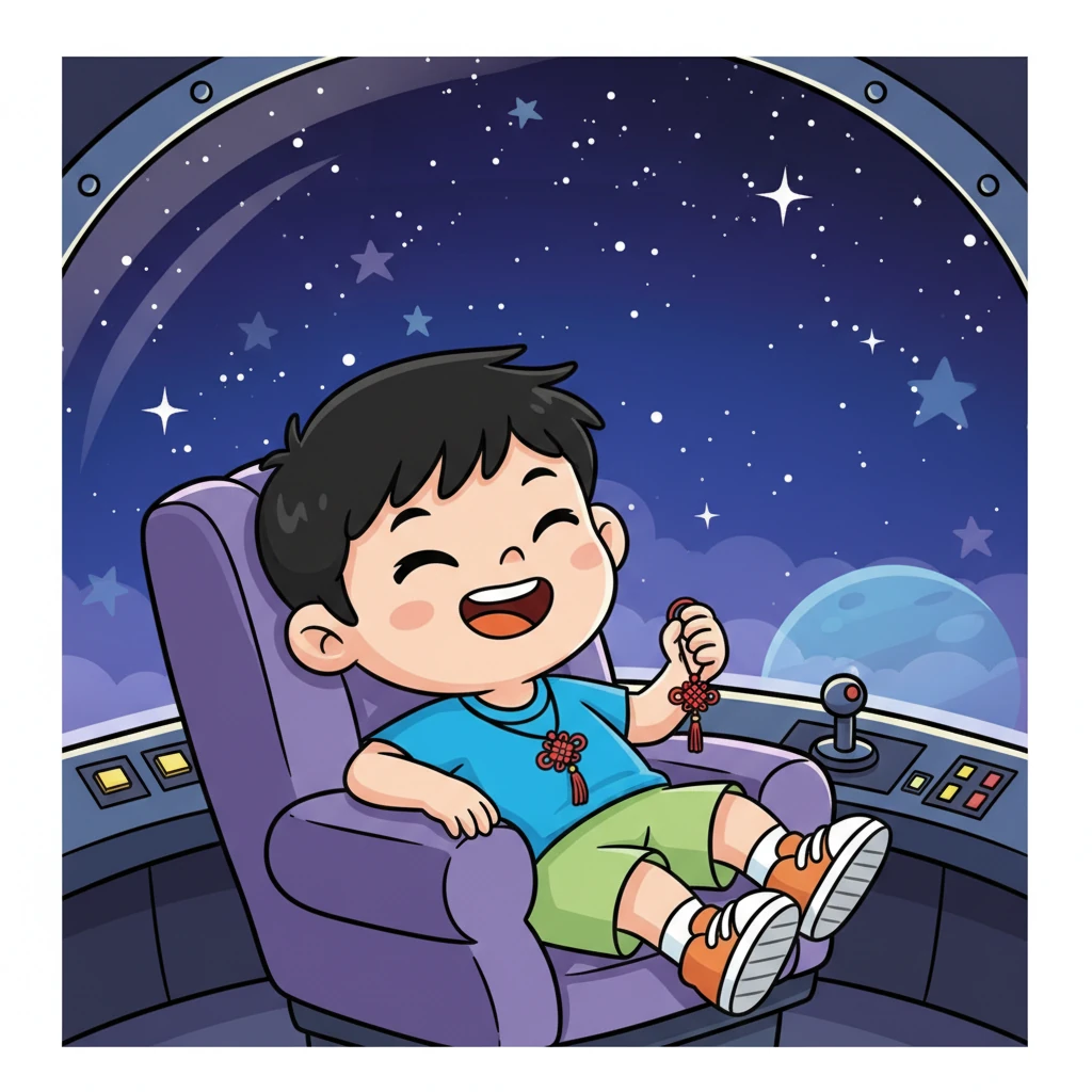 宇宙终于恢复了往日的宁静与和谐，点点繁星在深邃的夜空中闪烁，仿佛在向他们眨眼致意。小思靠在驾驶舱的椅背上，长长地舒了一口气，脸上洋溢着前所未有的满足感。他第一次真切地感受到，这种成功守护大家的成就感，比任何虚拟的电子游戏都要来得更加真实和深刻。