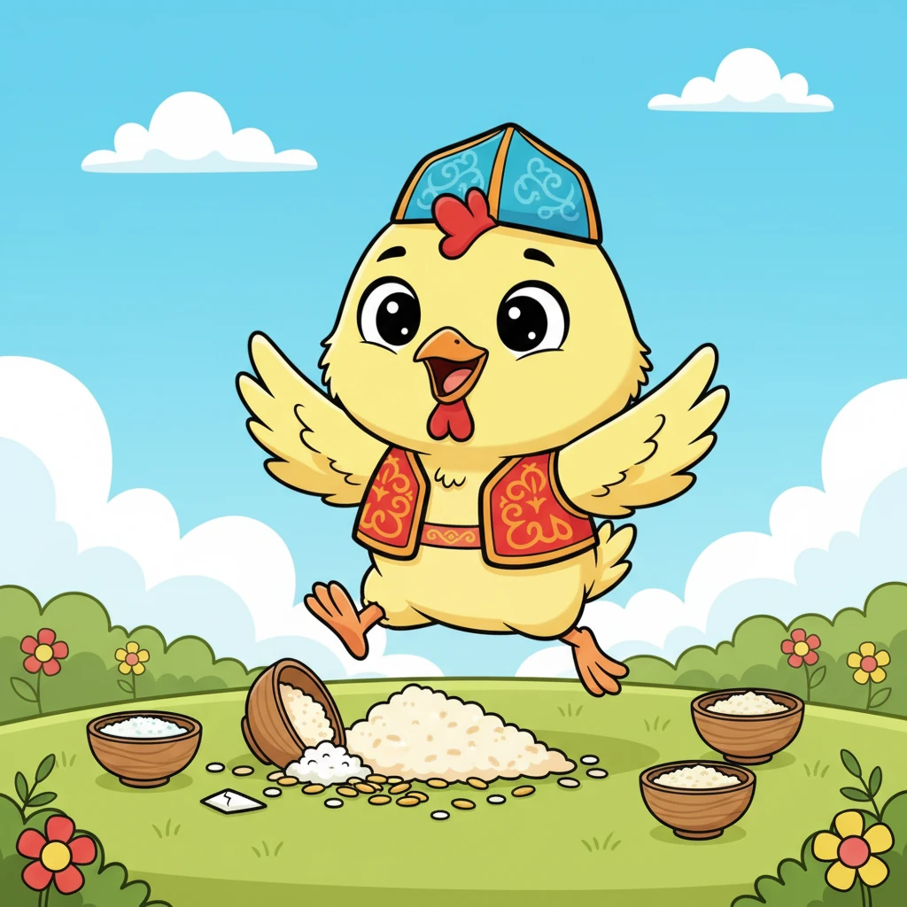 Екі ай өткен соң, Балапан әдемі, жас тауыққа айналды. Енді оны күніне төрт рет тамақтандыратын болды. Ол әлі де тамақты жақсы көретін, бірақ енді оның көп энергиясы ойнауға жұмсалды.