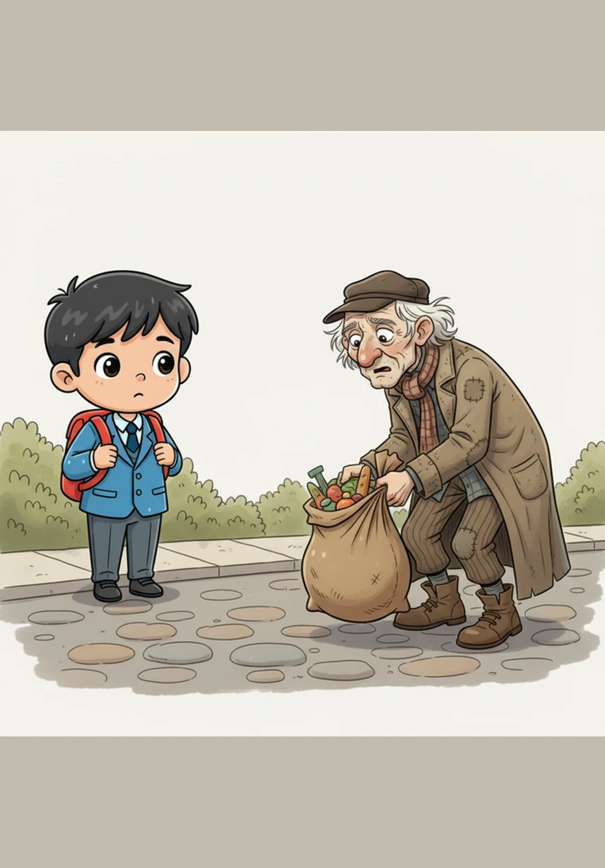 اچانک علی کی نظر ایک ضعیف بزرگ پر پڑی جو سڑک کے کنارے کھڑے تھے۔ ان کے ہاتھ میں سودا سلف کا ایک بہت بھاری تھیلا تھا جس کی وجہ سے وہ جھک کر چل رہے تھے۔