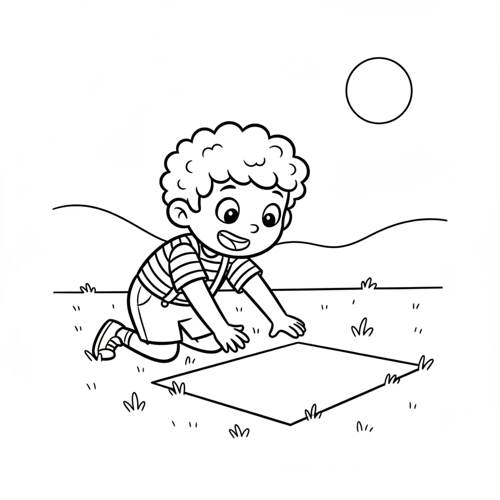 One sunny morning, Pip spotted something new. There, on the grassy ground, lay a truly perfect, crisp white page, a little bigger than all the others. Pip's heart fluttered with excitement at this special find.