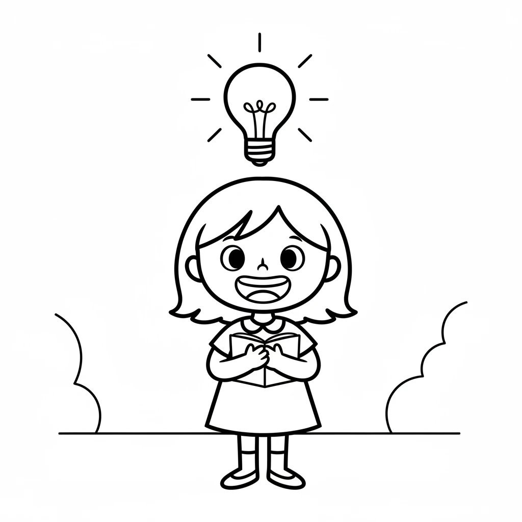 Suddenly, a bright idea popped into Pip's head! Pip's eyes lit up, and a big smile spread across Pip's face. The perfect page could be more than just a page.