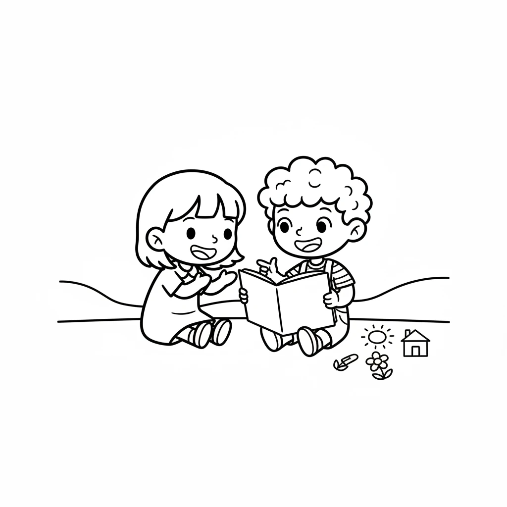 Now, Pip and Buzz sat side by side, admiring the drawing. They chattered happily, already imagining what other wonderful pictures they could create and share together. It was a perfect day for friendship.