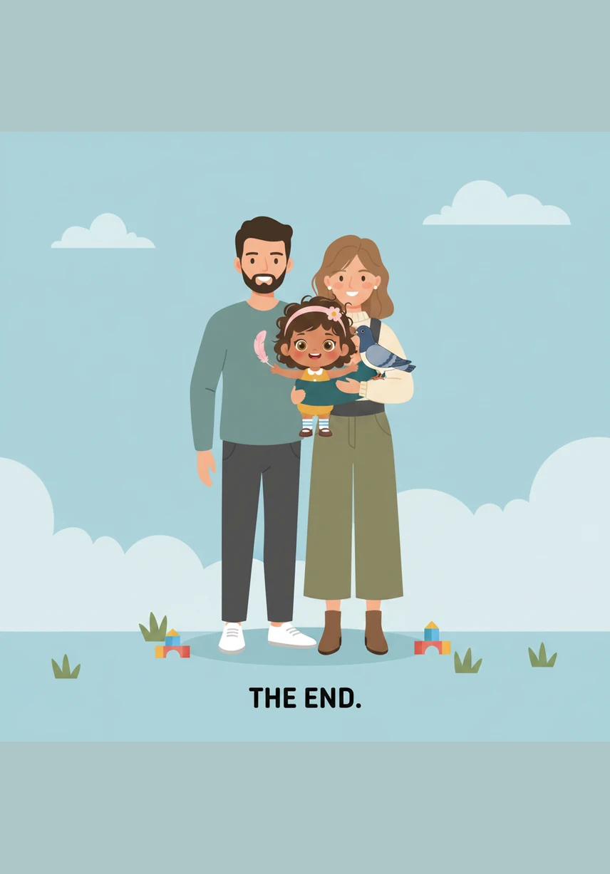 When the sun rose, Mya woke up to find a soft, cuddly stuffed pigeon sitting where her friend had been. She hugged the plush toy tightly, knowing that her Swiss friend had found a way to stay with her forever. Even though it didn't coo anymore, Mya could tell it was still listening to every one of her secrets.