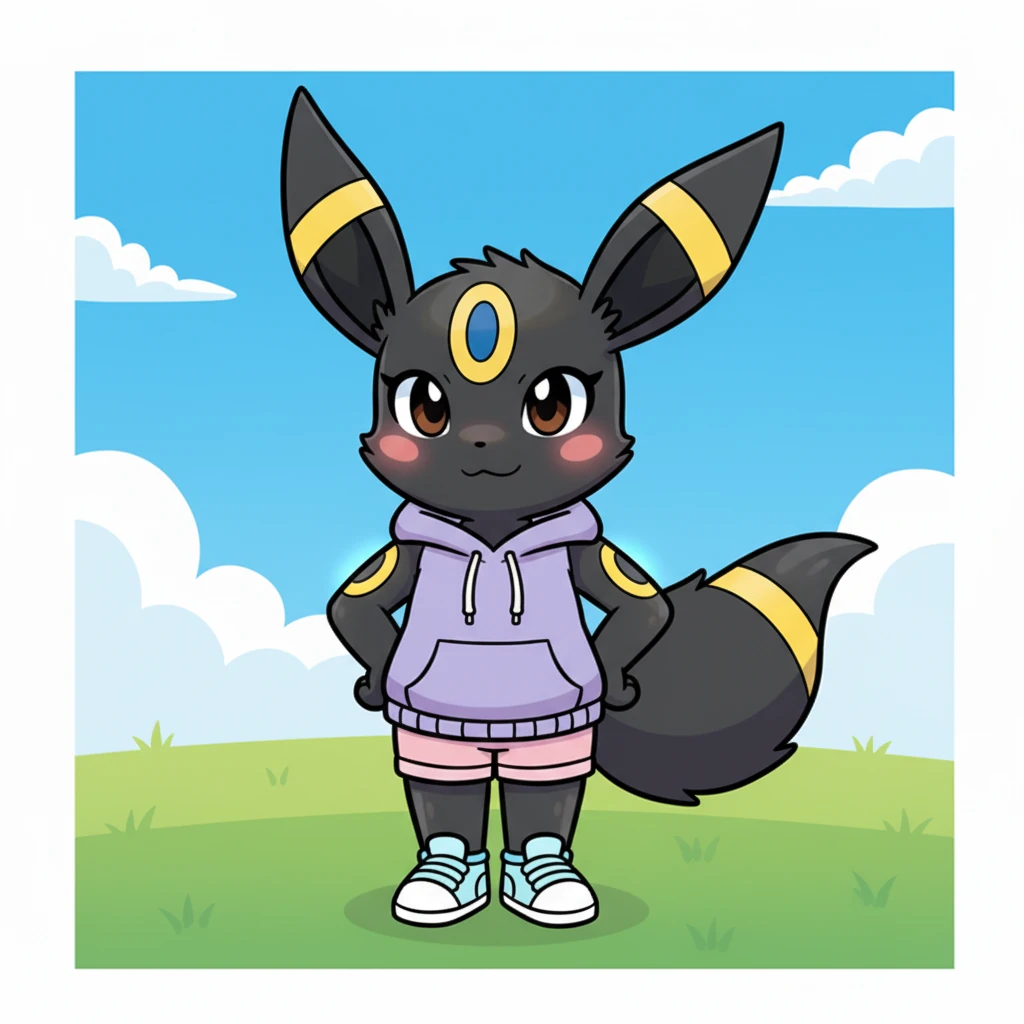 Umbreon Bianca surveyed her new form with a playful, self-assured smirk, her glowing rings accentuating her confident new figure. She exuded an aura of profound love and alluring charm, yet a spark of her old tsundere edge remained, hinting at her delightful mischievousness. She was both loving and wonderfully sassy.