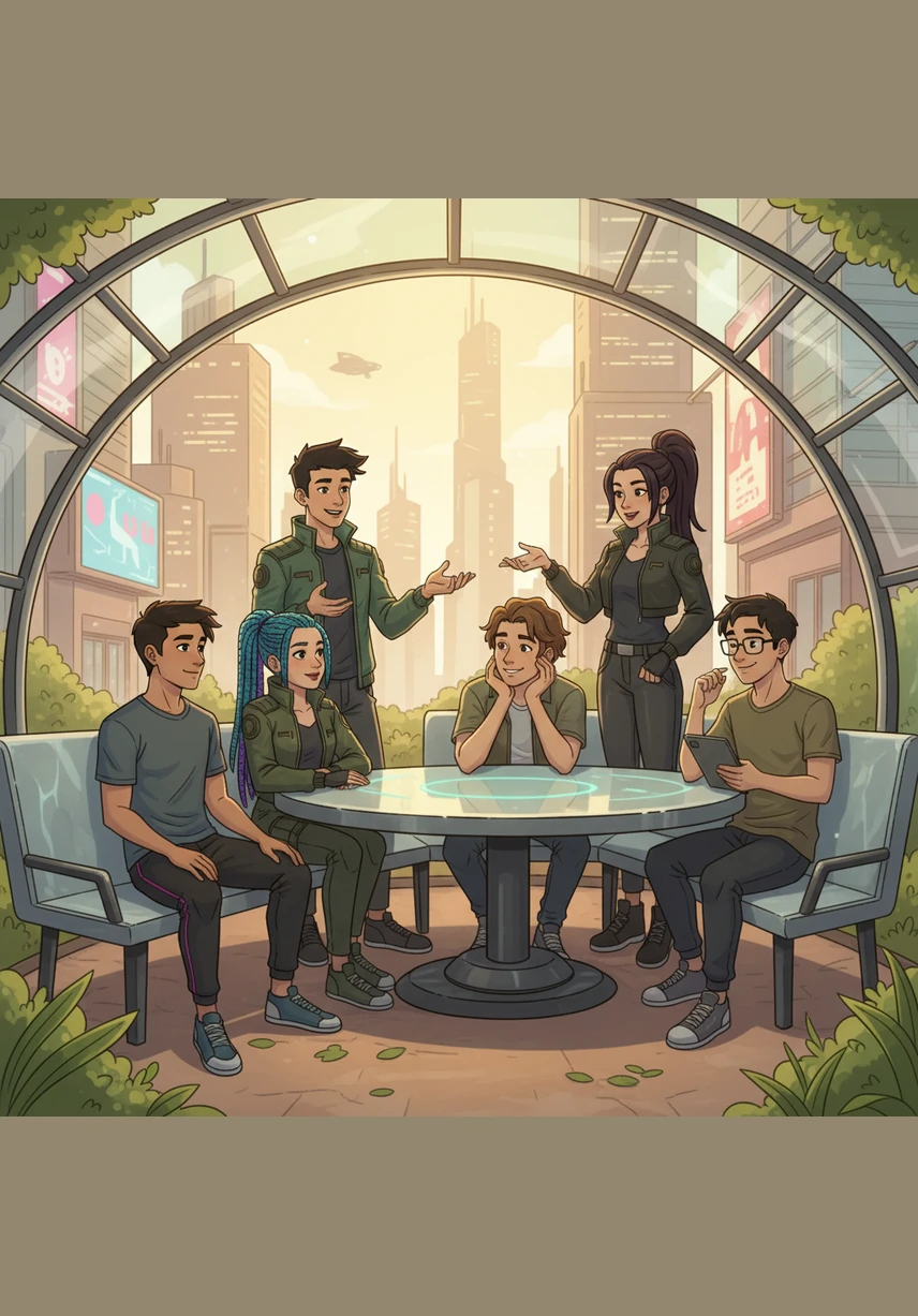 The whole group gathers at a local park, where Zichen’s dry humor keeps everyone laughing while Eugine watches him fondly. Raj and Sara cleverly steer the conversation and the seating arrangements, eventually leaving Rishi and Brianna to share a quiet moment on a sun-drenched bench.