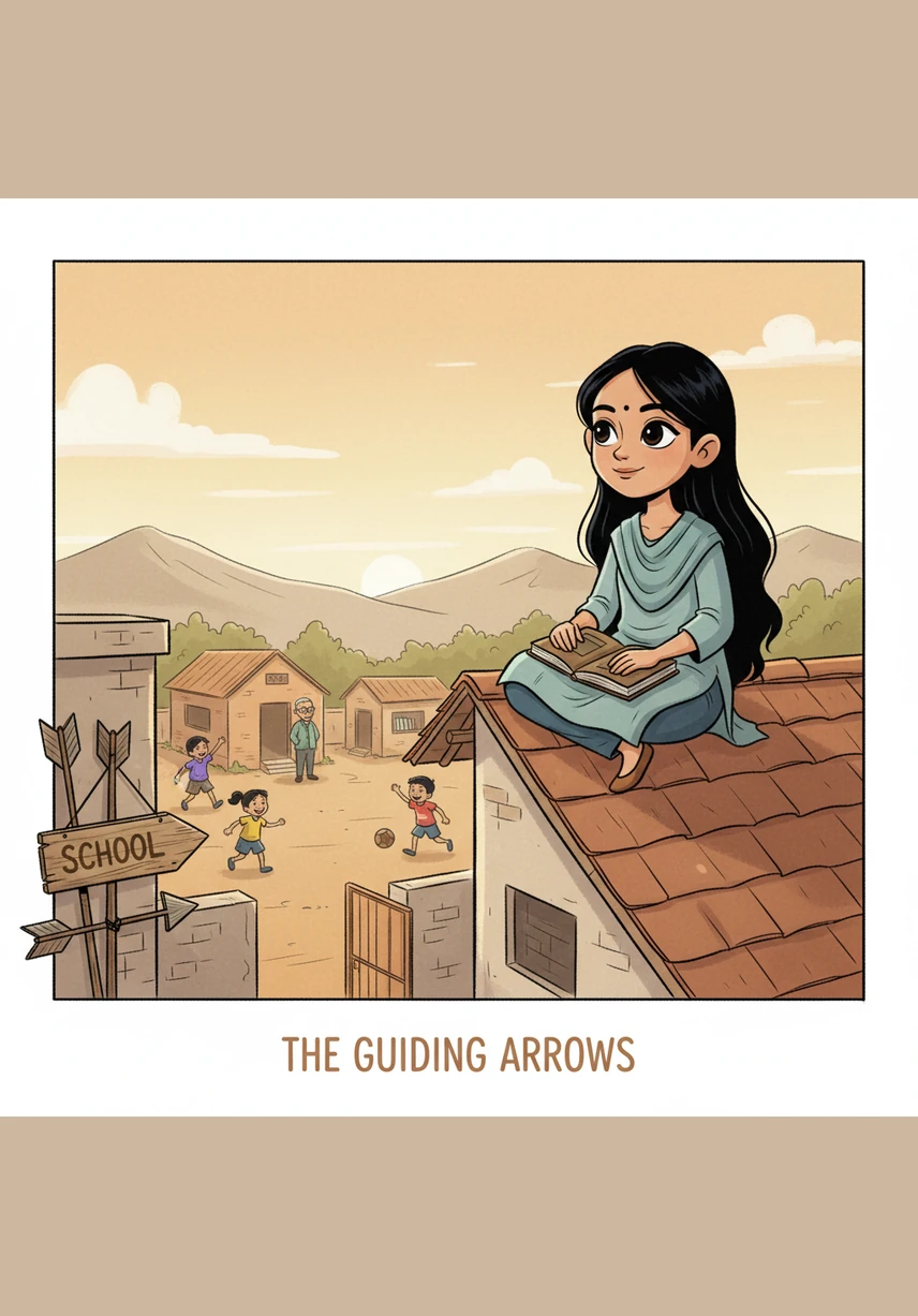 As Ananya stands on the stage, a sudden scent of roses fills the air and a single white cloud lingers beautifully above the school grounds. She looks up at the sky with a radiant smile and whispers a thank you to the heavens, finally sitting on her roof at peace, knowing her mother lives forever in her heart.
