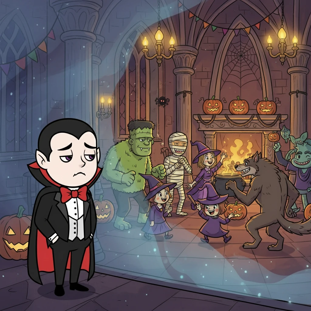 During monster gatherings, Count Von Poke always felt left out. He was never invited, and he wondered why. He knew he wasn't trying to offend anyone, but he still couldn't understand why.