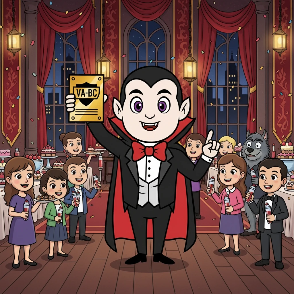 Count Von Poke passed the test and found success! Now, he is a credentialed phlebotomist, and his skills are highly sought after. He made many friends, and he’s invited to all the parties!