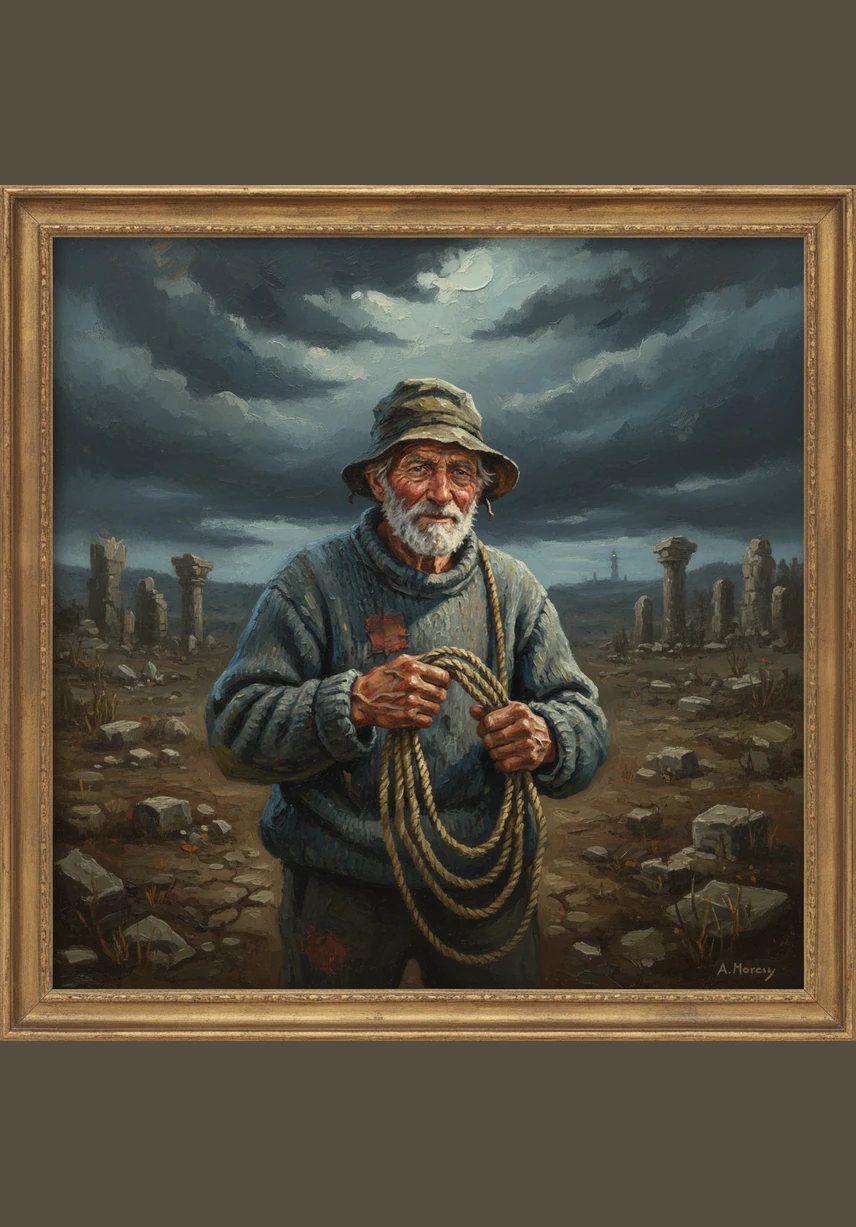 When the fisherman returns home, the palace and the servants have all vanished into thin air as if they were never there. He finds his wife sitting in front of their original, broken hut, with the same old cracked trough by her side, just as things were in the beginning.