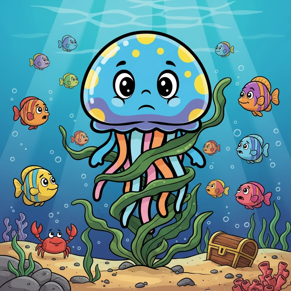 In the clear, blue waters off the coast of Port Elizabeth lived a bright, cheerful jellyfish named Peter Fundog. Peter loved exploring his home, the ocean, and dancing with the waves. One day, while swimming, he found himself trapped.