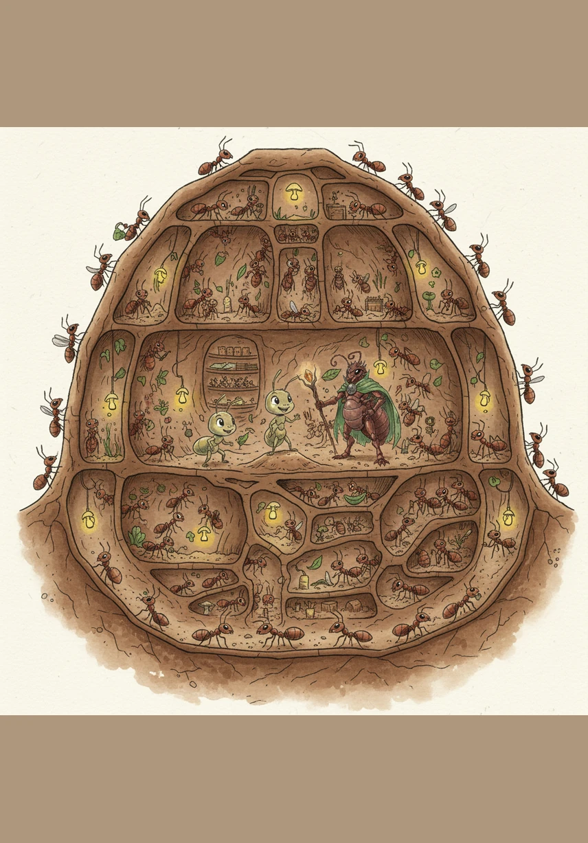 Tiny Andy lives in a bustling, magnificent anthill surrounded by hundreds of his brothers and sisters. Every morning, the colony buzzes with energy as the ants move in perfect harmony to keep their home strong and organized.