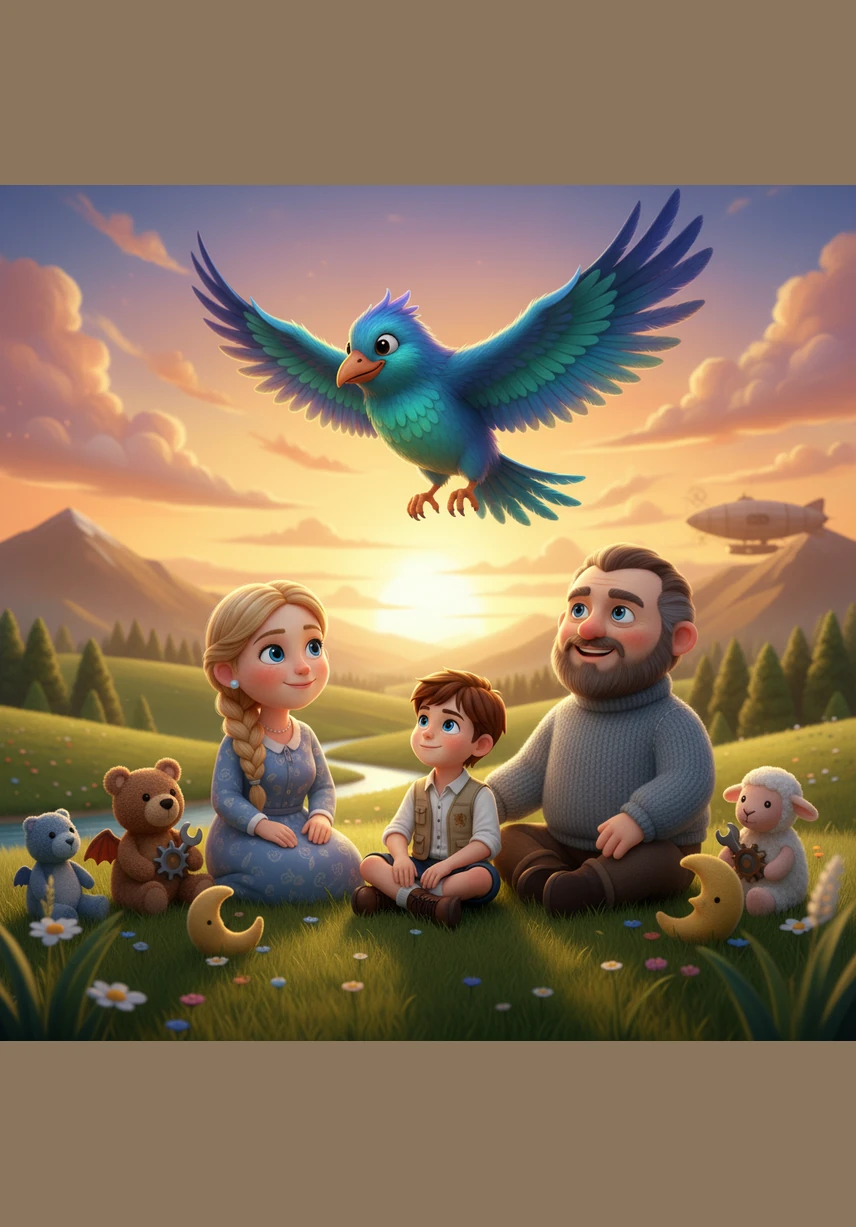Under the golden glow of the setting sun, Leo watched his bird friend fly back into the sky, strong and free. He sat with his new friends, knowing that being kind was the most wonderful adventure he had ever started.