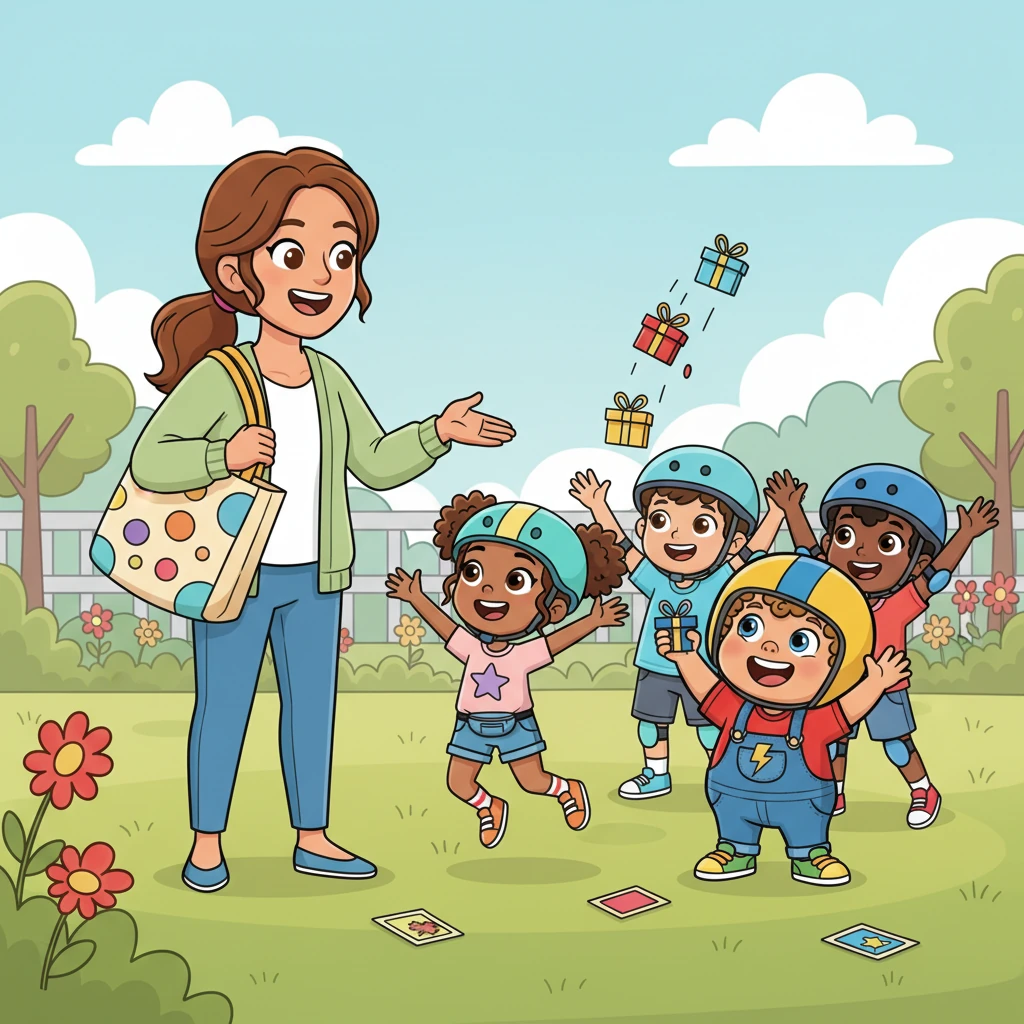 Mom chuckled, looking at all the cards. "Well, this was a tough one, but you know what? Everyone tried their very best, and that's the most important thing!" She reached into her bag with a flourish. "So, everyone gets a prize!"