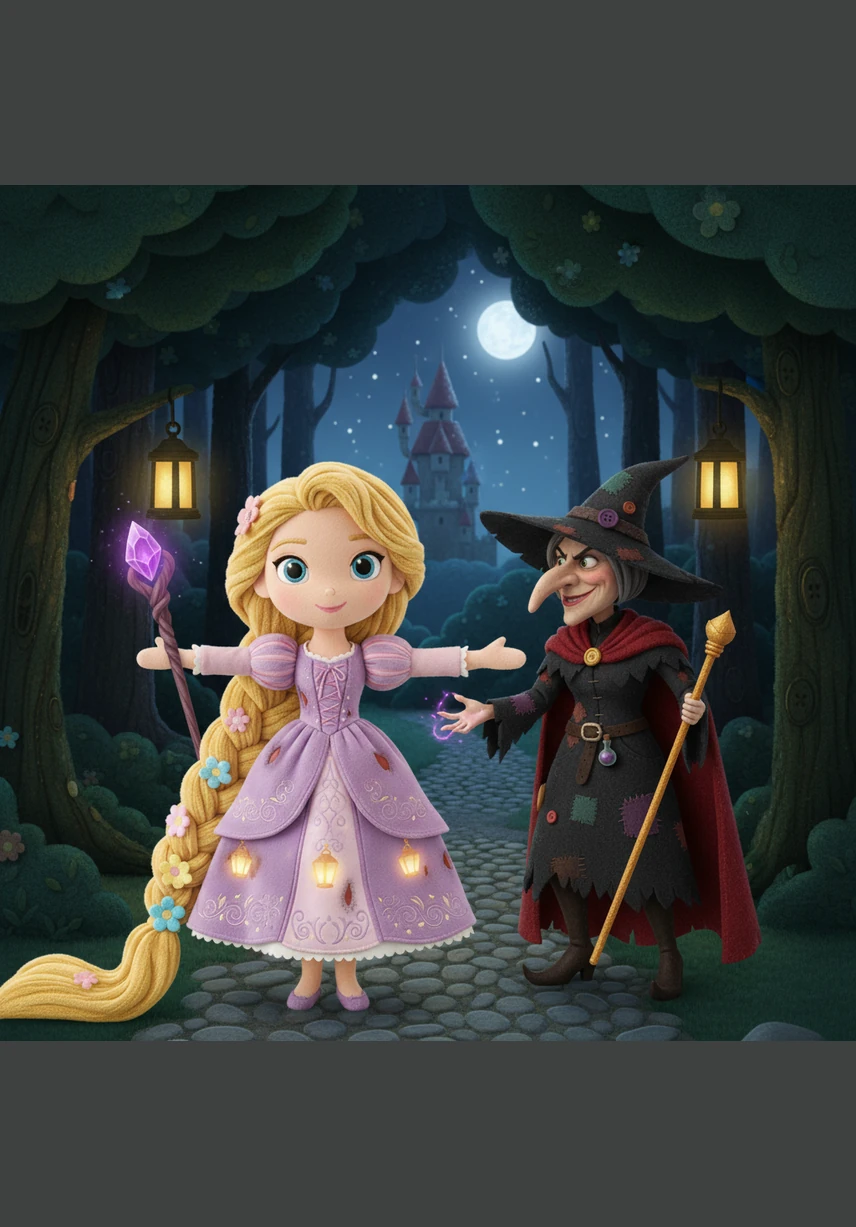 В далеком королевстве злая колдунья забирает маленькую Рапунцель у родителей. Она уносит младенца с собой, решив спрятать её ото всех в своем тайном убежище.