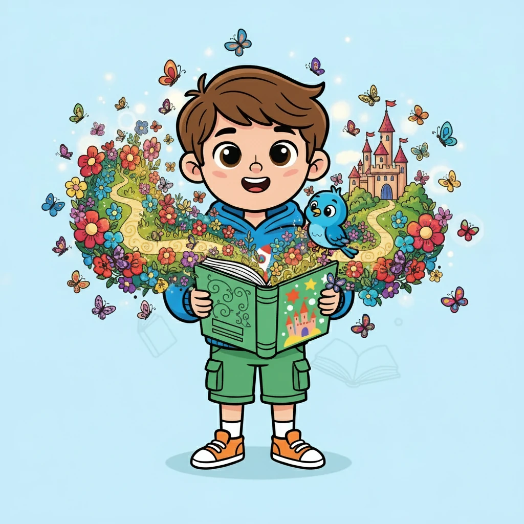 Lila abriu o livro com cuidado, e, de repente, as páginas ganharam vida! Ela se viu em um jardim cheio de flores e borboletas coloridas. A cada página, uma nova aventura a esperava.