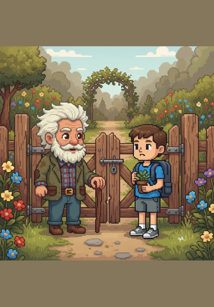 Canute walked up to the garden gate and softly called out Mr. Marshall's name to get his attention. When the boy held out the lost wallet, the old man’s face transformed from a mask of deep sadness to a look of pure, overwhelming joy.