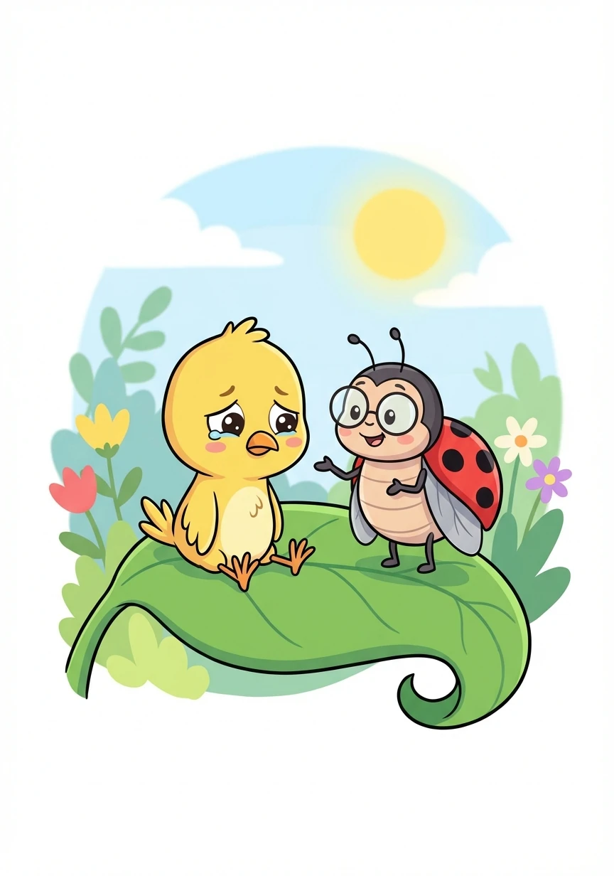Discouraged, Pip almost gave up on his dream. But then, a wise old ladybug landed nearby. "Dreams take time and effort, little one," she chirped. "Don't let anyone tell you what you can't do."