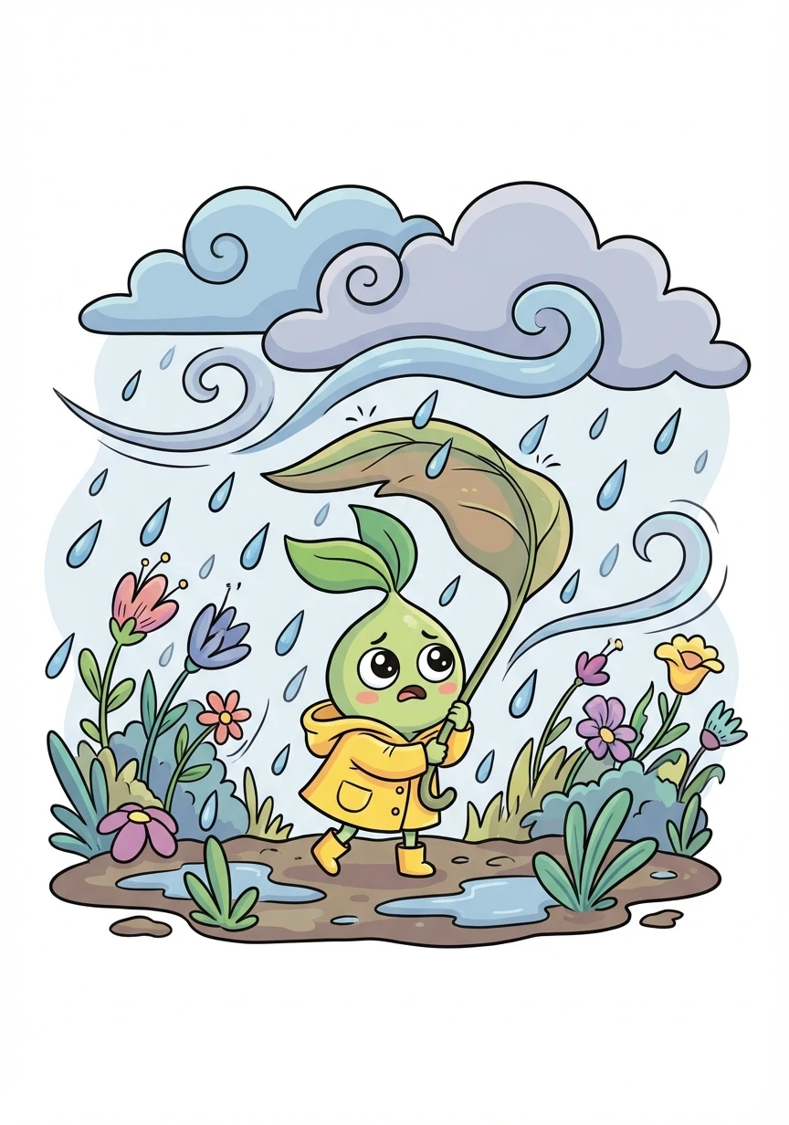 One day, a fierce storm raged through the garden. The wind howled and the rain poured down, threatening to uproot everything in its path.